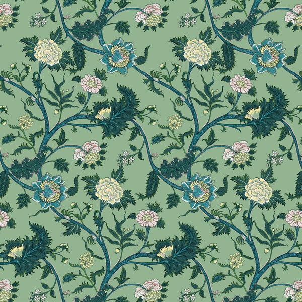 Samples and Purchasing available for Palampore - Verde Celery By Gaston Y Daniela | Gaston Libreria |Botanical & Floral Jacobeans Multipurpose Print at Designer Wallcoverings and Fabrics