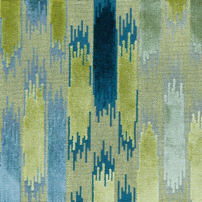 Samples and Purchasing available for Aragon - Lima/Azul Chartreuse By Gaston Y Daniela | Gaston Nuevo Mundo |Ikat/Southwest/Kilims Stripes Upholstery Velvet at Designer Wallcoverings and Fabrics