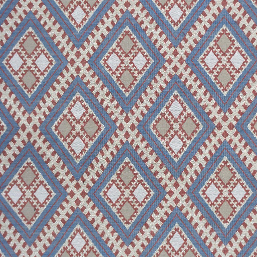 Samples and Purchasing available for Chihuahua - Azul/Rojo Blue By Gaston Y Daniela | Gaston Rio Grande |Diamond Geometric Upholstery  at Designer Wallcoverings and Fabrics