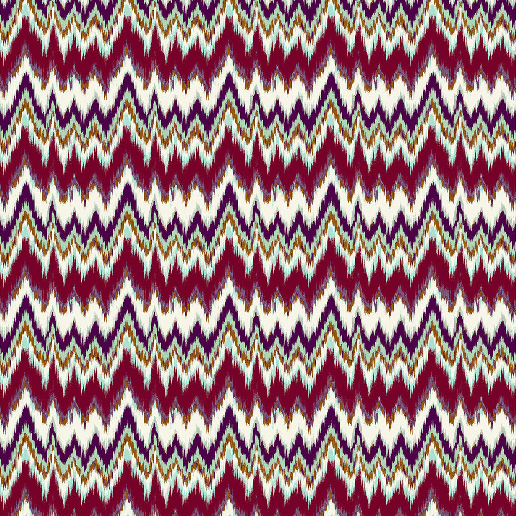 Samples and Purchasing available for Cala Figuera - Berenjena/Verde Burgundy By Gaston Y Daniela | Gaston Maiorica |Ikat/Southwest/Kilims  Multipurpose Print at Designer Wallcoverings and Fabrics