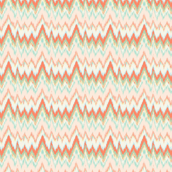 Samples and Purchasing available for Cala Figuera - Coral/Verde Multi By Gaston Y Daniela | Gaston Maiorica |Ikat/Southwest/Kilims  Multipurpose Print at Designer Wallcoverings and Fabrics