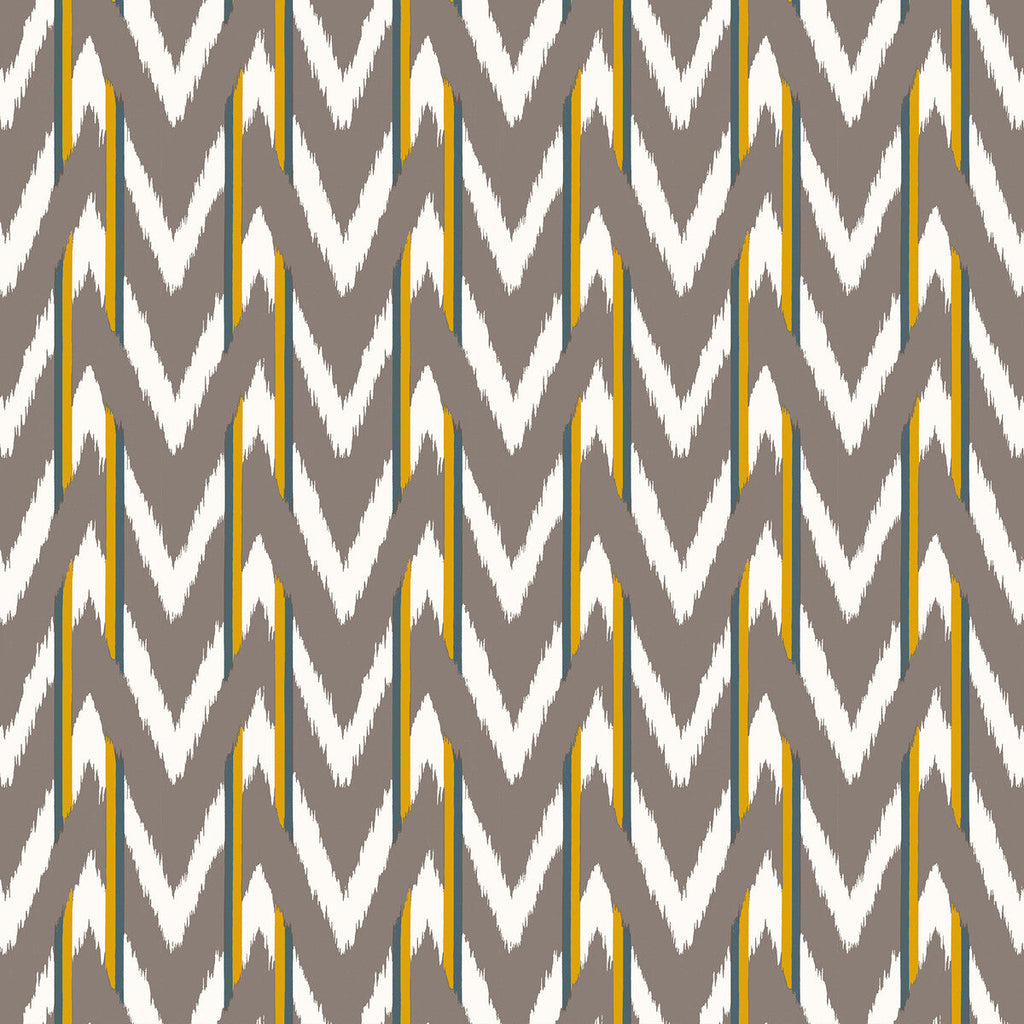 Samples and Purchasing available for Cala D Or - Marron Ocre Taupe By Gaston Y Daniela | Gaston Maiorica |Ikat/Southwest/Kilims Stripes Multipurpose Print at Designer Wallcoverings and Fabrics