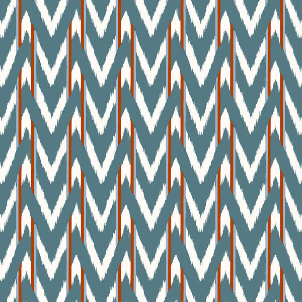 Samples and Purchasing available for Cala D Or - Azul Teja Blue By Gaston Y Daniela | Gaston Maiorica |Ikat/Southwest/Kilims Stripes Multipurpose Print at Designer Wallcoverings and Fabrics