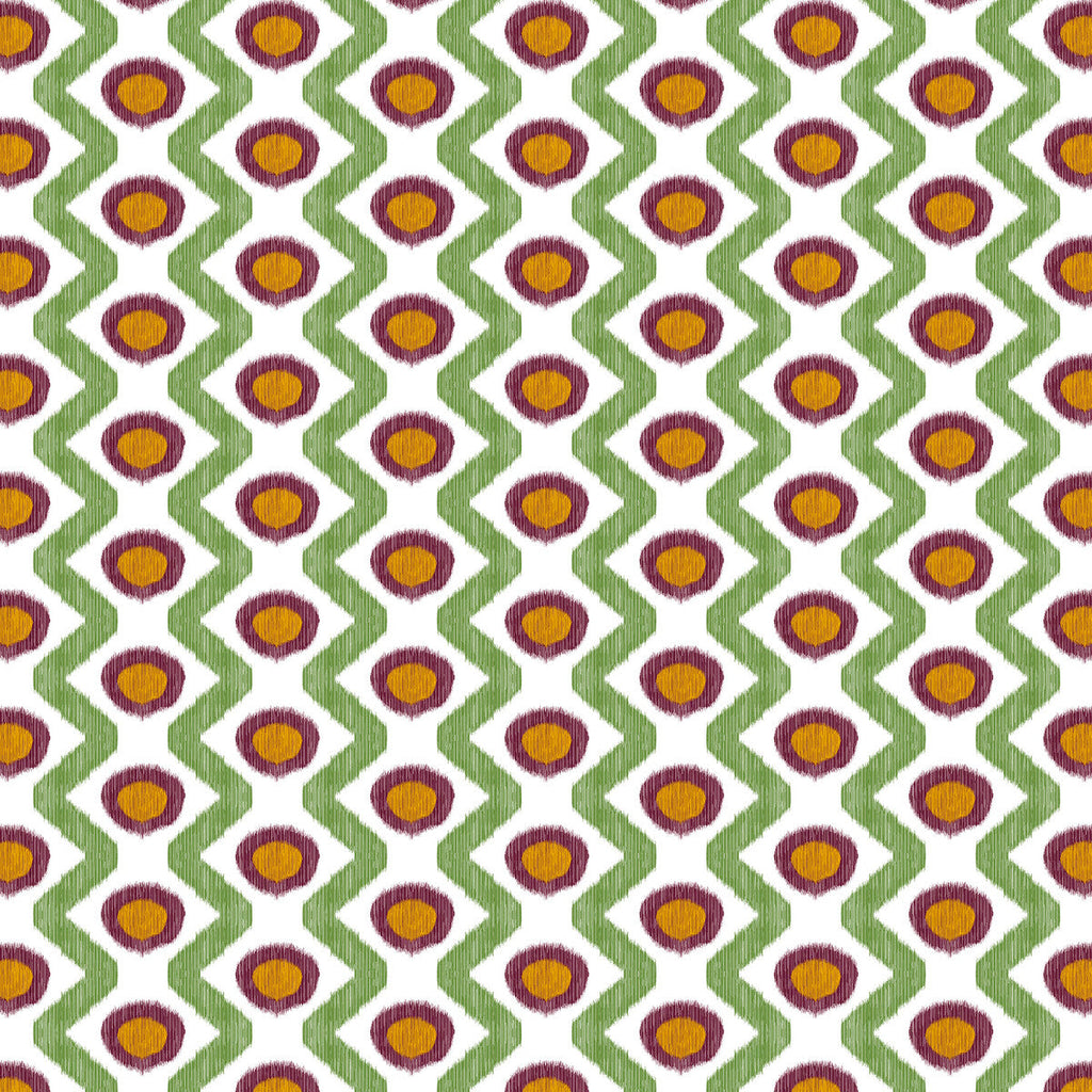 Samples and Purchasing available for Cala Marsal - Verde Burdeos Multi By Gaston Y Daniela | Gaston Maiorica |Geometric Ikat/Southwest/Kilims Multipurpose Print at Designer Wallcoverings and Fabrics