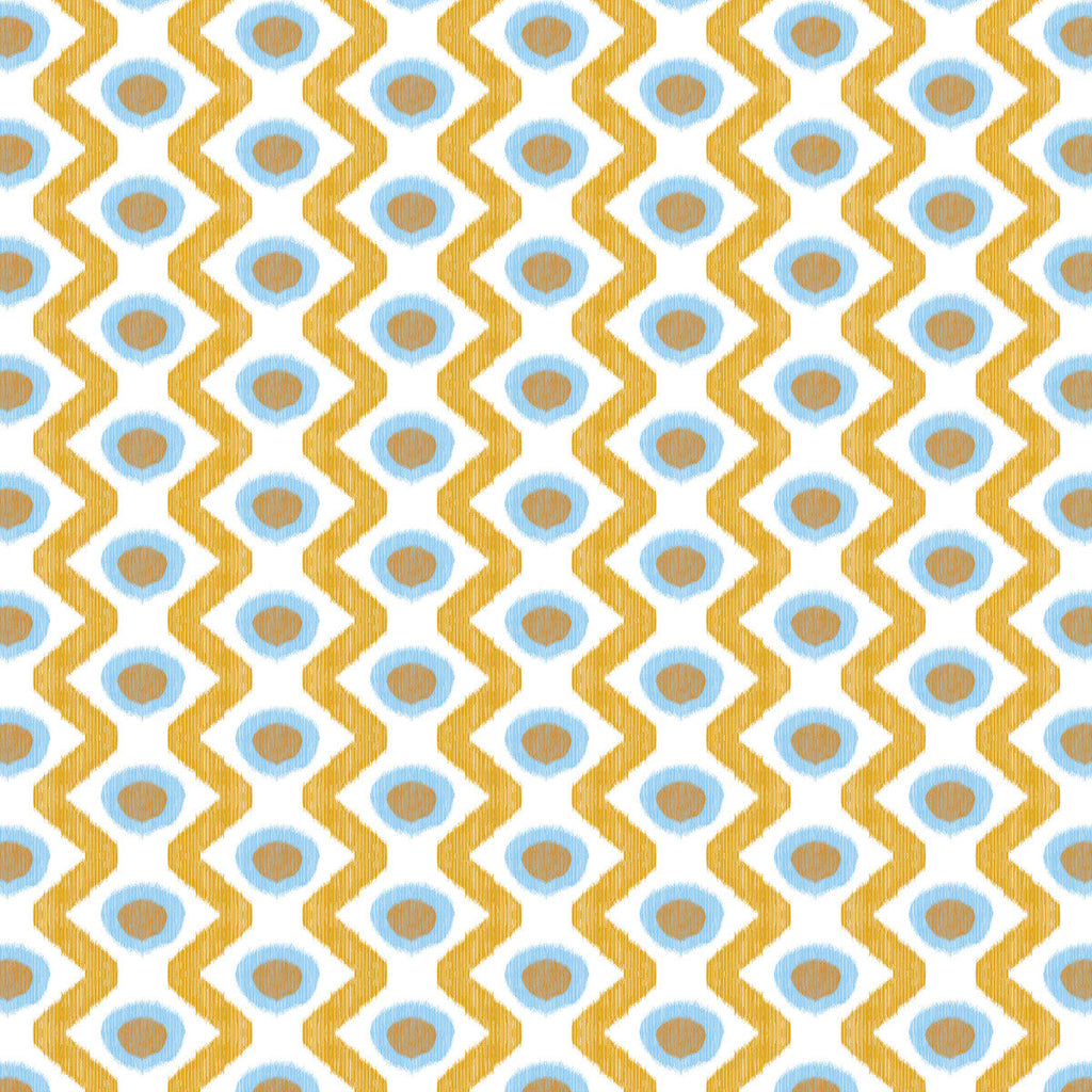 Samples and Purchasing available for Cala Marsal - Azul Ocre Blue By Gaston Y Daniela | Gaston Maiorica |Geometric Ikat/Southwest/Kilims Multipurpose Print at Designer Wallcoverings and Fabrics