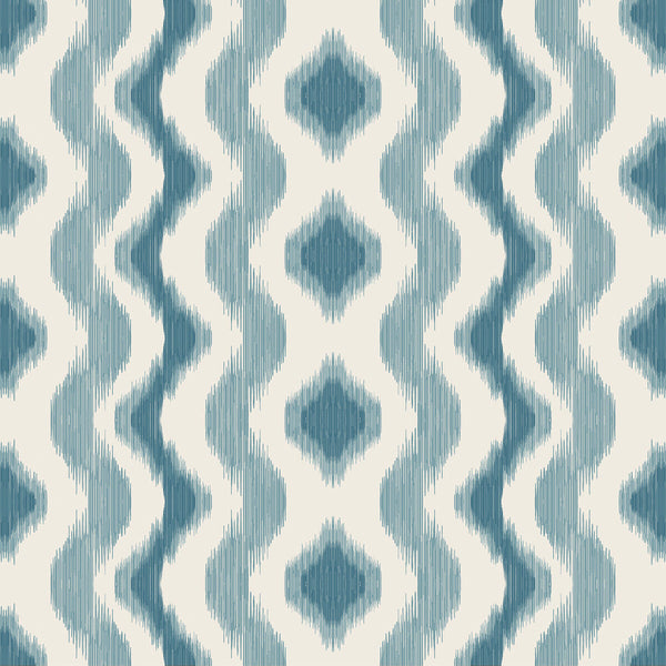 Samples and Purchasing available for Cala Ferrera - Azul Blue By Gaston Y Daniela | Gaston Maiorica |Ikat/Southwest/Kilims Stripes Drapery Print at Designer Wallcoverings and Fabrics