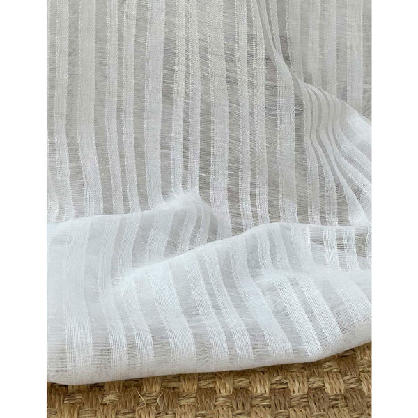 Samples and Purchasing available for Narciso - Blanco White By Gaston Y Daniela | Gaston Y Daniela Marco Polo |Stripes Texture Drapery Sheer at Designer Wallcoverings and Fabrics