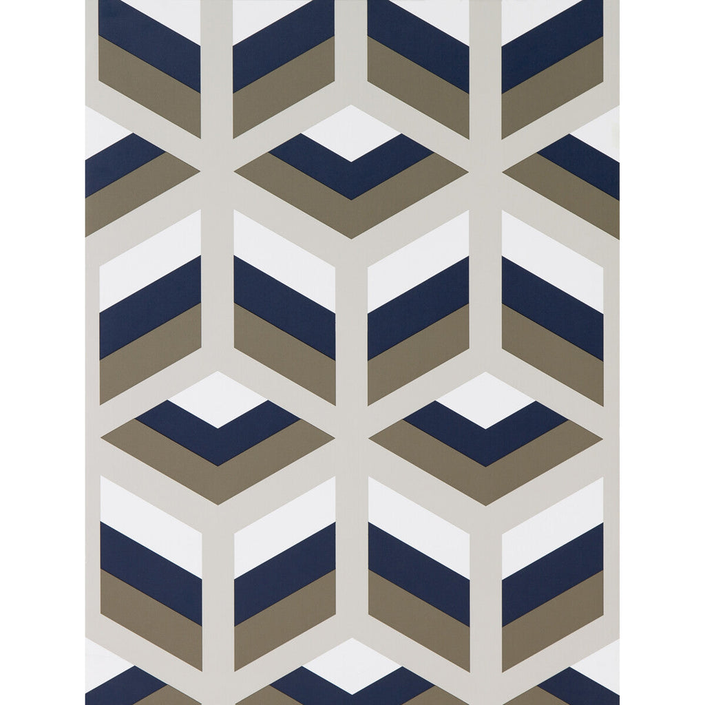 Samples and Purchasing available for Xabi - Azul/Marron Multi By Gaston Y Daniela | Lorenzo Castillo Hispania Wp |Modern Geometric Wallcovering Print at Designer Wallcoverings and Fabrics