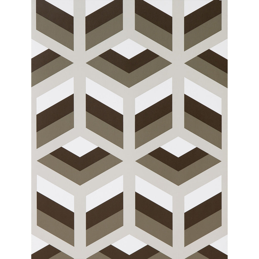 Samples and Purchasing available for Xabi - Marron/Gris Brown By Gaston Y Daniela | Lorenzo Castillo Hispania Wp |Modern Geometric Wallcovering Print at Designer Wallcoverings and Fabrics