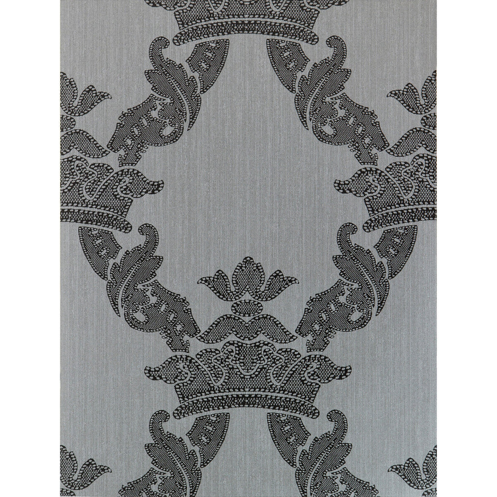 Samples and Purchasing available for Borja - Antracita Silver By Gaston Y Daniela | Lorenzo Castillo Hispania Wp |Damask  Wallcovering Print at Designer Wallcoverings and Fabrics