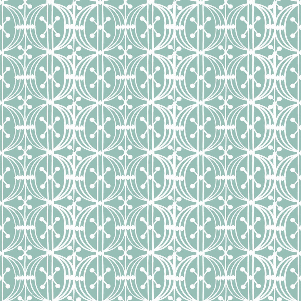 Samples and Purchasing available for Carrusel - Aqua White By Gaston Y Daniela | Gaston Libreria |Modern Geometric Wallcovering Print at Designer Wallcoverings and Fabrics