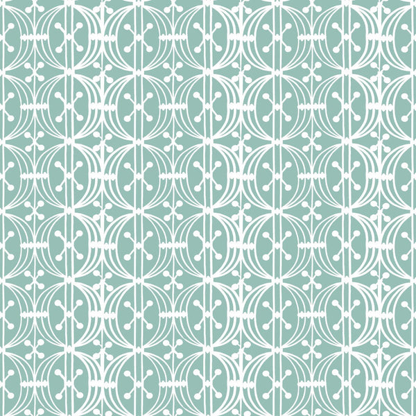 Samples and Purchasing available for Carrusel - Aqua White By Gaston Y Daniela | Gaston Libreria |Modern Geometric Wallcovering Print at Designer Wallcoverings and Fabrics