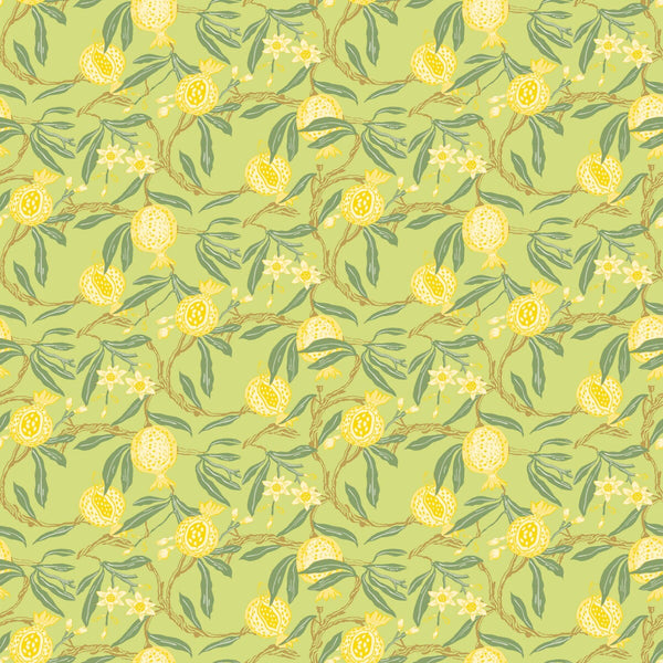 Samples and Purchasing available for Granadas - Amarillo Sage By Gaston Y Daniela | Gaston Libreria |Botanical & Floral Vegetable/Fruit Wallcovering Print at Designer Wallcoverings and Fabrics