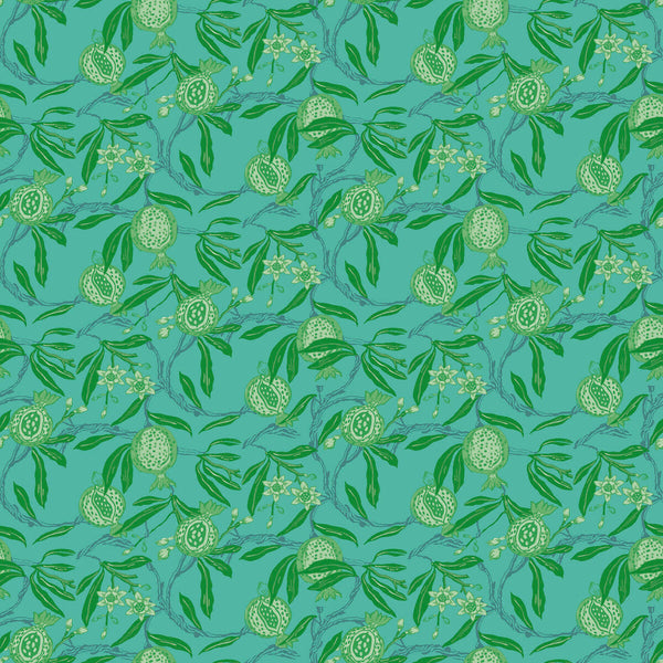 Samples and Purchasing available for Granadas - Verde/Azul Light Blue By Gaston Y Daniela | Gaston Libreria |Botanical & Floral Vegetable/Fruit Wallcovering Print at Designer Wallcoverings and Fabrics