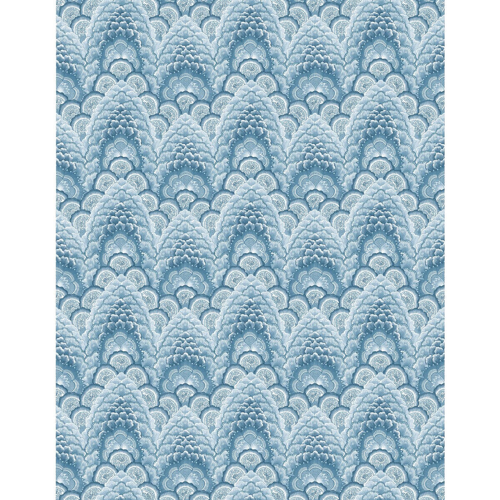 Samples and Purchasing available for Ganges - Azul Blue By Gaston Y Daniela | Gaston Libreria | Bargellos Wallcovering Print at Designer Wallcoverings and Fabrics