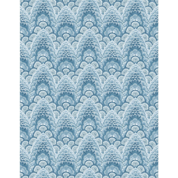 Samples and Purchasing available for Ganges - Azul Blue By Gaston Y Daniela | Gaston Libreria | Bargellos Wallcovering Print at Designer Wallcoverings and Fabrics