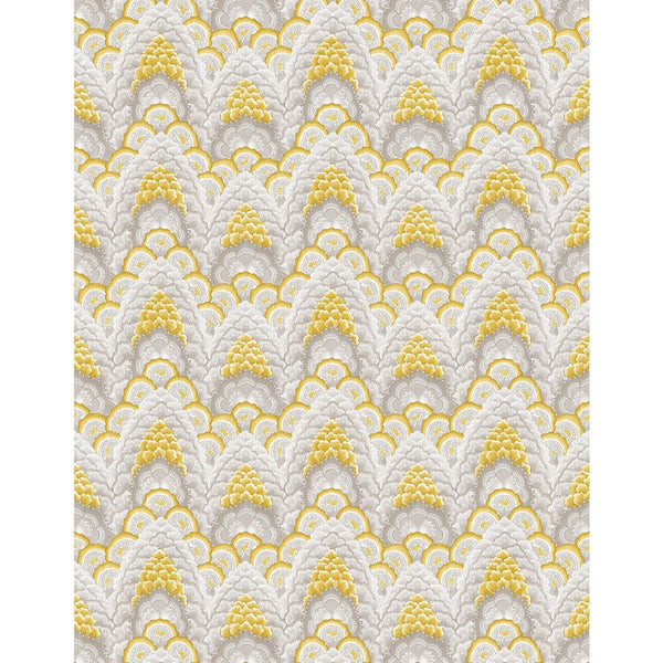 Samples and Purchasing available for Ganges - Ocre Light Grey By Gaston Y Daniela | Gaston Libreria | Bargellos Wallcovering Print at Designer Wallcoverings and Fabrics