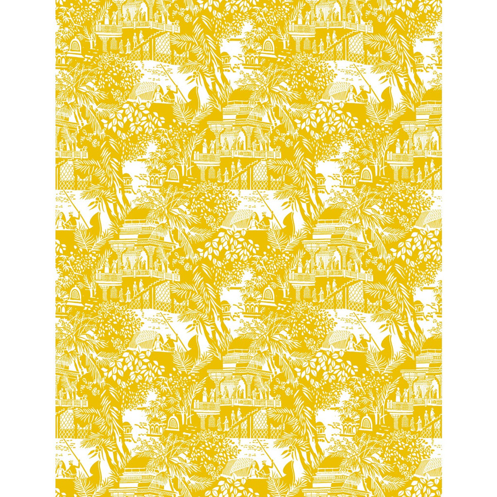 Samples and Purchasing available for Olimpo - Amarillo Yellow By Gaston Y Daniela | Gaston Libreria |Chinoiserie Figurative Wallcovering Print at Designer Wallcoverings and Fabrics