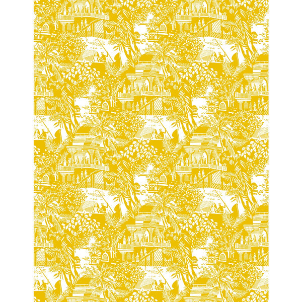 Samples and Purchasing available for Olimpo - Amarillo Yellow By Gaston Y Daniela | Gaston Libreria |Chinoiserie Figurative Wallcovering Print at Designer Wallcoverings and Fabrics