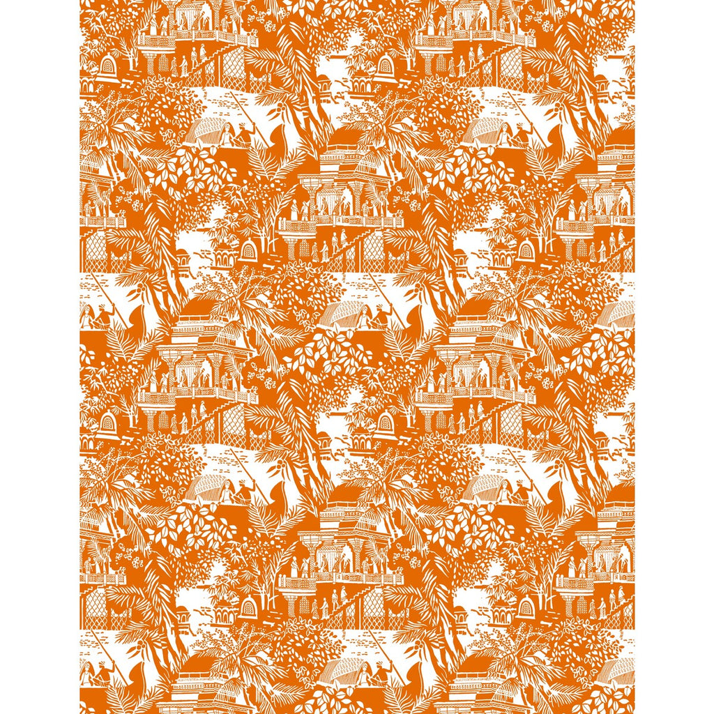 Samples and Purchasing available for Olimpo - Naranja Orange By Gaston Y Daniela | Gaston Libreria |Chinoiserie Figurative Wallcovering Print at Designer Wallcoverings and Fabrics