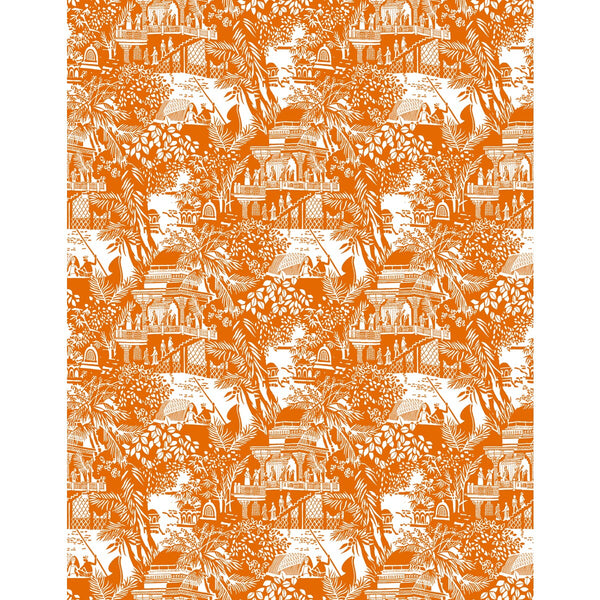 Samples and Purchasing available for Olimpo - Naranja Orange By Gaston Y Daniela | Gaston Libreria |Chinoiserie Figurative Wallcovering Print at Designer Wallcoverings and Fabrics