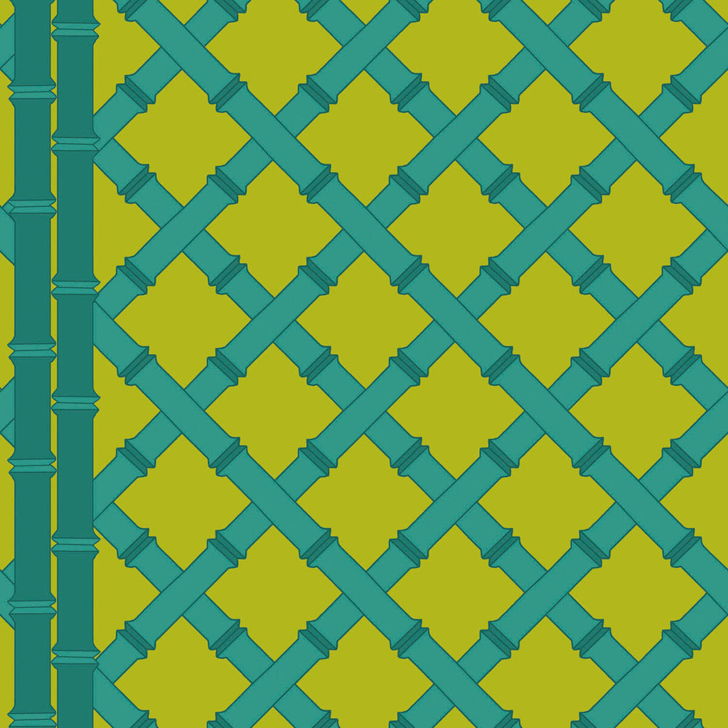 Samples and Purchasing available for Trellis - Lima/Esmeralda Chartreuse By Gaston Y Daniela | Gaston Libreria |Geometric Lattice/Scrollwork Wallcovering Print at Designer Wallcoverings and Fabrics