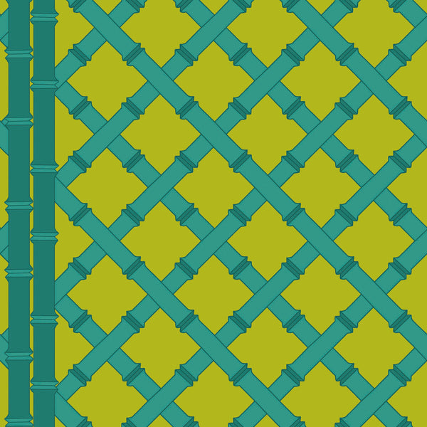 Samples and Purchasing available for Trellis - Lima/Esmeralda Chartreuse By Gaston Y Daniela | Gaston Libreria |Geometric Lattice/Scrollwork Wallcovering Print at Designer Wallcoverings and Fabrics