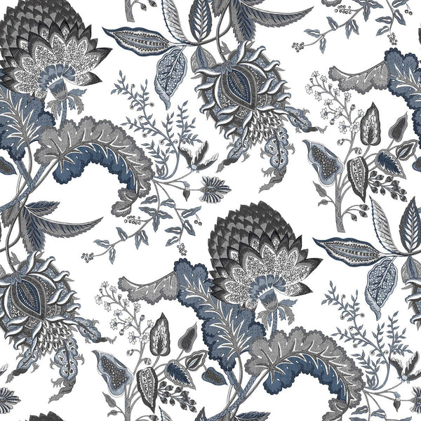 Samples and Purchasing available for Paraiso - Azul/Gris Blue By Gaston Y Daniela | Gaston Origen Dos |Botanical & Floral  Wallcovering Print at Designer Wallcoverings and Fabrics