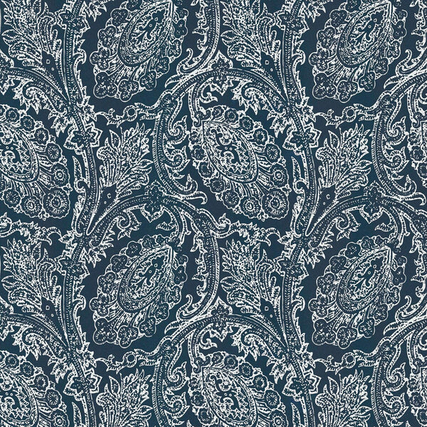 Samples and Purchasing available for Cadaques - Oscuro Blue By Gaston Y Daniela | Gaston Serendipia | Paisley Wallcovering Print at Designer Wallcoverings and Fabrics