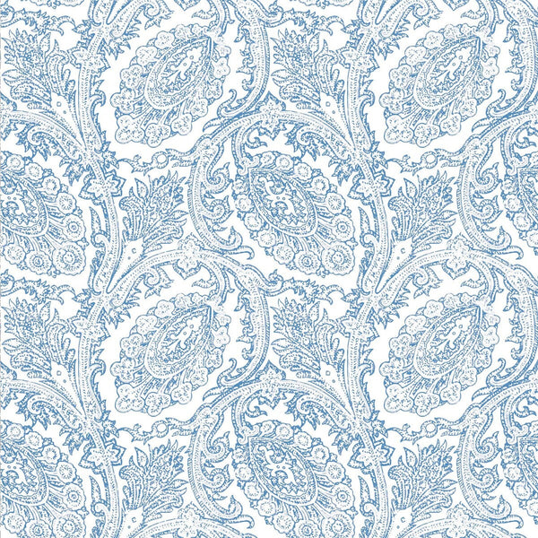 Samples and Purchasing available for Cadaques - Azul White By Gaston Y Daniela | Gaston Serendipia | Paisley Wallcovering Print at Designer Wallcoverings and Fabrics