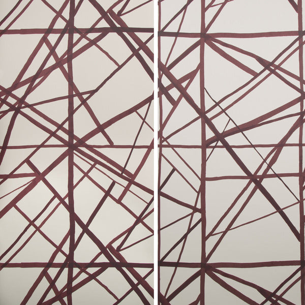 Samples and Purchasing available for Channels Paper - Plum/Oatmeal Burgundy/Red By Lee Jofa Modern | Kelly Wearstler Terra Firma Textiles | Modern Wallcovering Murals / Panels at Designer Wallcoverings and Fabrics