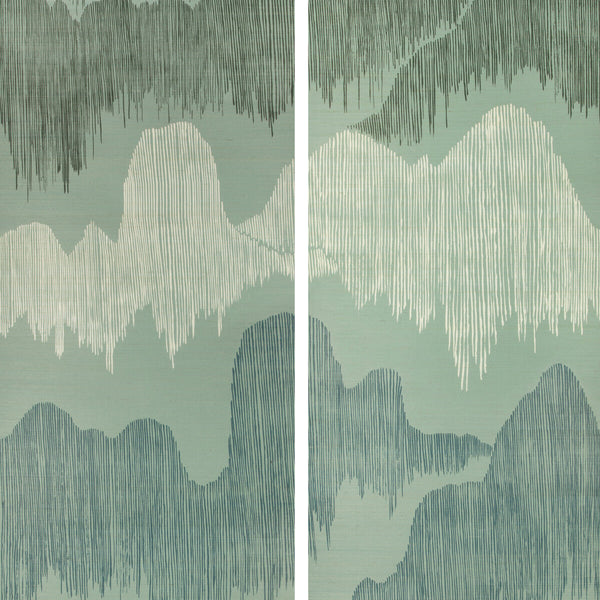 Samples and Purchasing available for Cascadia Paper - Teal Multi By Lee Jofa Modern | Kelly Wearstler Wallpapers Iv | Modern Wallcovering Murals / Panels at Designer Wallcoverings and Fabrics