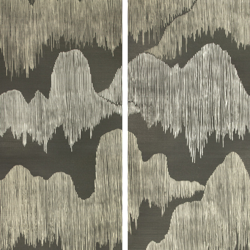 Samples and Purchasing available for Cascadia Paper - Noir Black By Lee Jofa Modern | Kelly Wearstler Wallpapers Iv | Modern Wallcovering Murals / Panels at Designer Wallcoverings and Fabrics