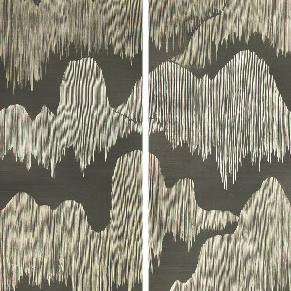 Samples and Purchasing available for Cascadia Paper - Noir Black By Lee Jofa Modern | Kelly Wearstler Wallpapers Iv | Modern Wallcovering Murals / Panels at Designer Wallcoverings and Fabrics