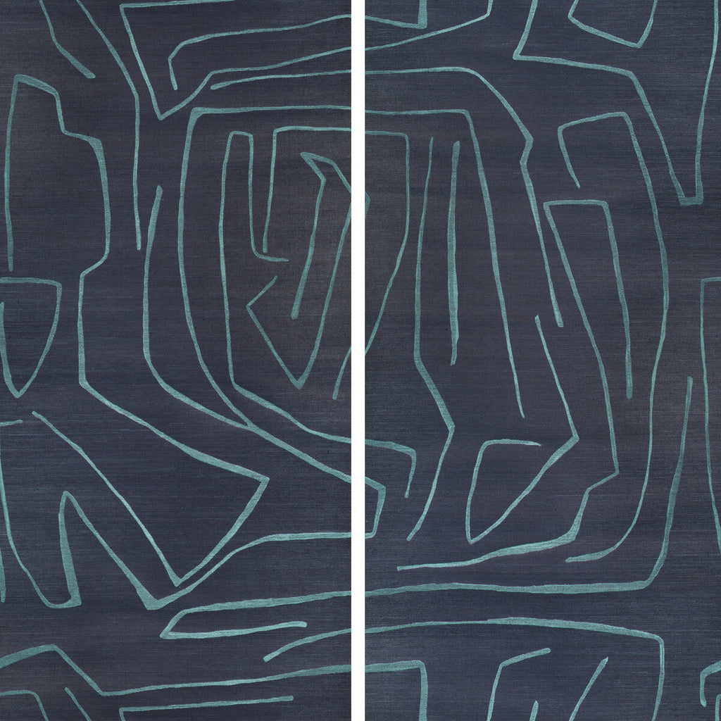 Samples and Purchasing available for Graffito Ii - Navy Blue By Lee Jofa Modern | Kelly Wearstler Wallpapers Iv |Abstract Modern Wallcovering Murals / Panels at Designer Wallcoverings and Fabrics