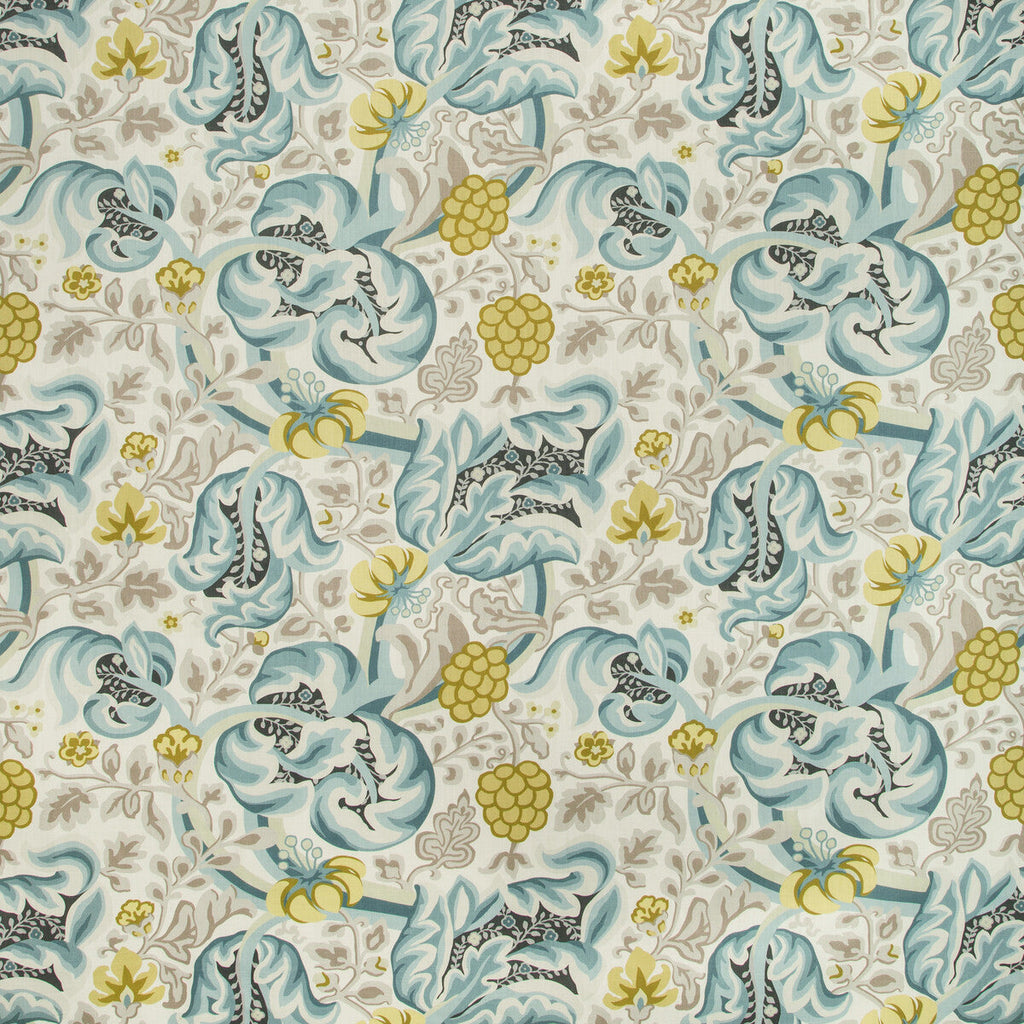 Samples and Purchasing available for Hullabaloo - Seafoam White By Kravet Basics | Bermuda |Botanical & Floral Jacobeans Multipurpose Print at Designer Wallcoverings and Fabrics