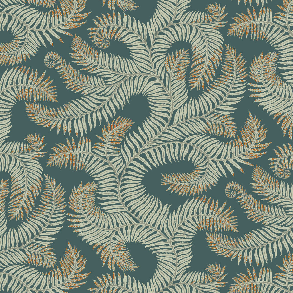 Samples and Purchasing available for Bombes Fernery - 31 Teal By Kravet Couture | Josephine Munsey Portfolio I | Botanical & Floral Wallcovering Print at Designer Wallcoverings and Fabrics