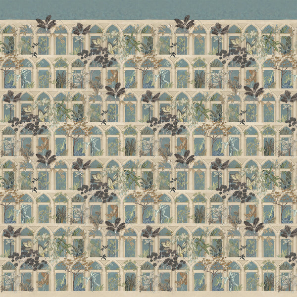 Samples and Purchasing available for Abandoned Arches - 1 Blue By Kravet Couture | Josephine Munsey Portfolio I |Botanical & Floral Novelty Wallcovering Print at Designer Wallcoverings and Fabrics