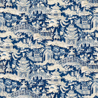 Samples and Purchasing available for Marta - Azul Blue By Gaston Y Daniela | Lorenzo Castillo Vi |Chinoiserie  Multipurpose Print at Designer Wallcoverings and Fabrics