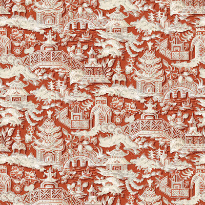 Samples and Purchasing available for Marta - Teja Red By Gaston Y Daniela | Lorenzo Castillo Vi |Chinoiserie  Multipurpose Print at Designer Wallcoverings and Fabrics