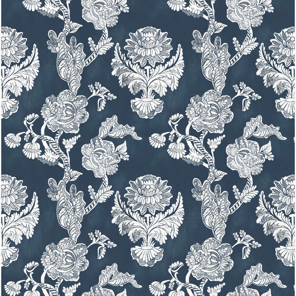 Samples and Purchasing available for Chitina - Navy Indigo By Gaston Y Daniela | Lorenzo Castillo Iv |Botanical & Floral  Multipurpose Print at Designer Wallcoverings and Fabrics