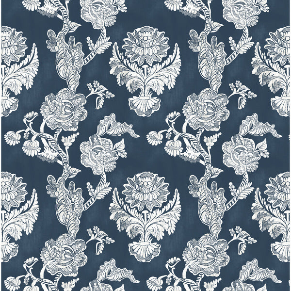 Samples and Purchasing available for Chitina - Navy Indigo By Gaston Y Daniela | Lorenzo Castillo Iv |Botanical & Floral  Multipurpose Print at Designer Wallcoverings and Fabrics