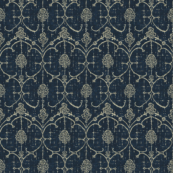 Samples and Purchasing available for Lorenzo - Petroleo Indigo By Gaston Y Daniela | Lorenzo Castillo Iv | Damask Upholstery Velvet at Designer Wallcoverings and Fabrics