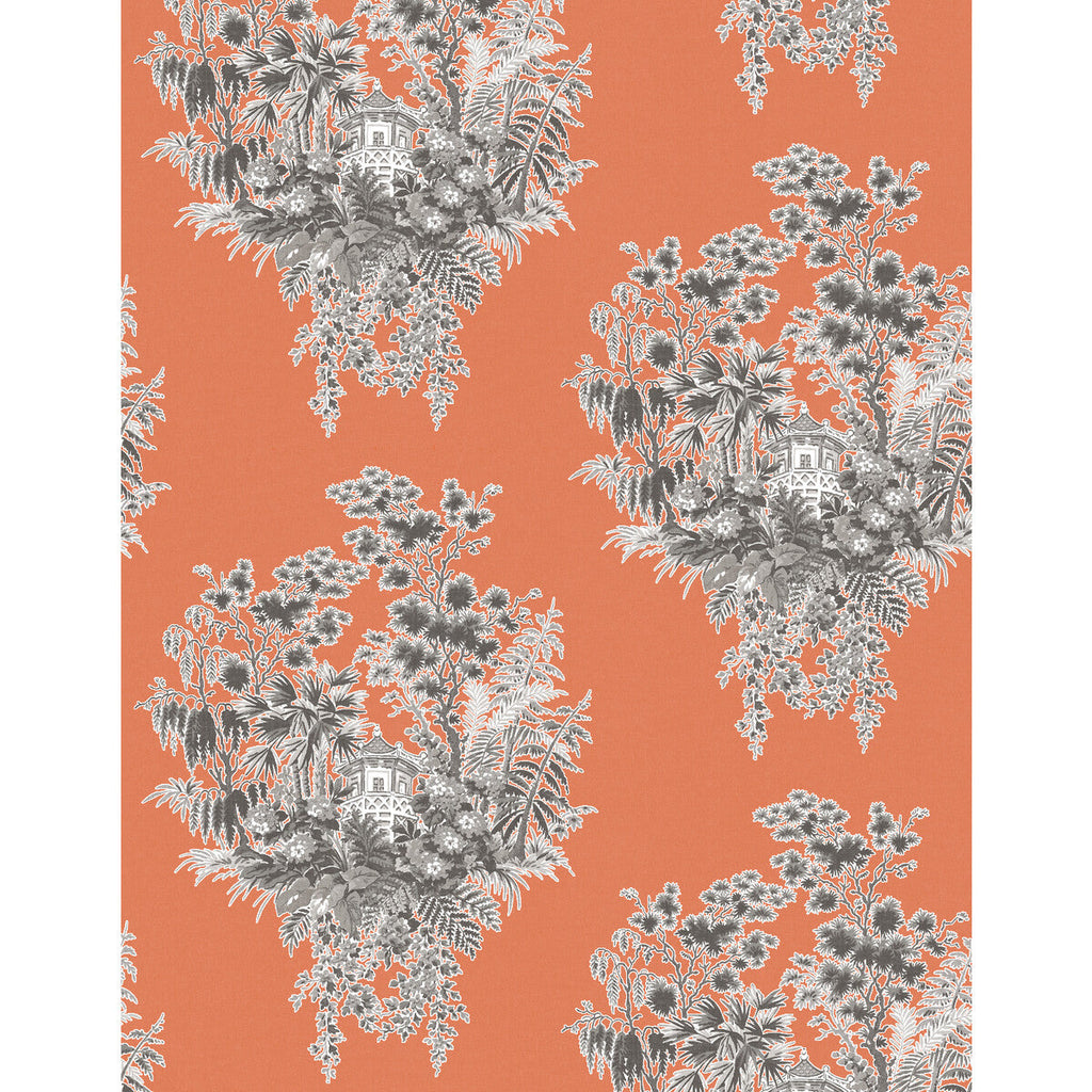 Samples and Purchasing available for Valjunco Wp - Naranja Orange By Gaston Y Daniela | Lorenzo Castillo V |Chinoiserie Botanical & Floral Wallcovering Print at Designer Wallcoverings and Fabrics