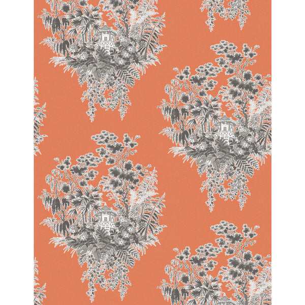 Samples and Purchasing available for Valjunco Wp - Naranja Orange By Gaston Y Daniela | Lorenzo Castillo V |Chinoiserie Botanical & Floral Wallcovering Print at Designer Wallcoverings and Fabrics