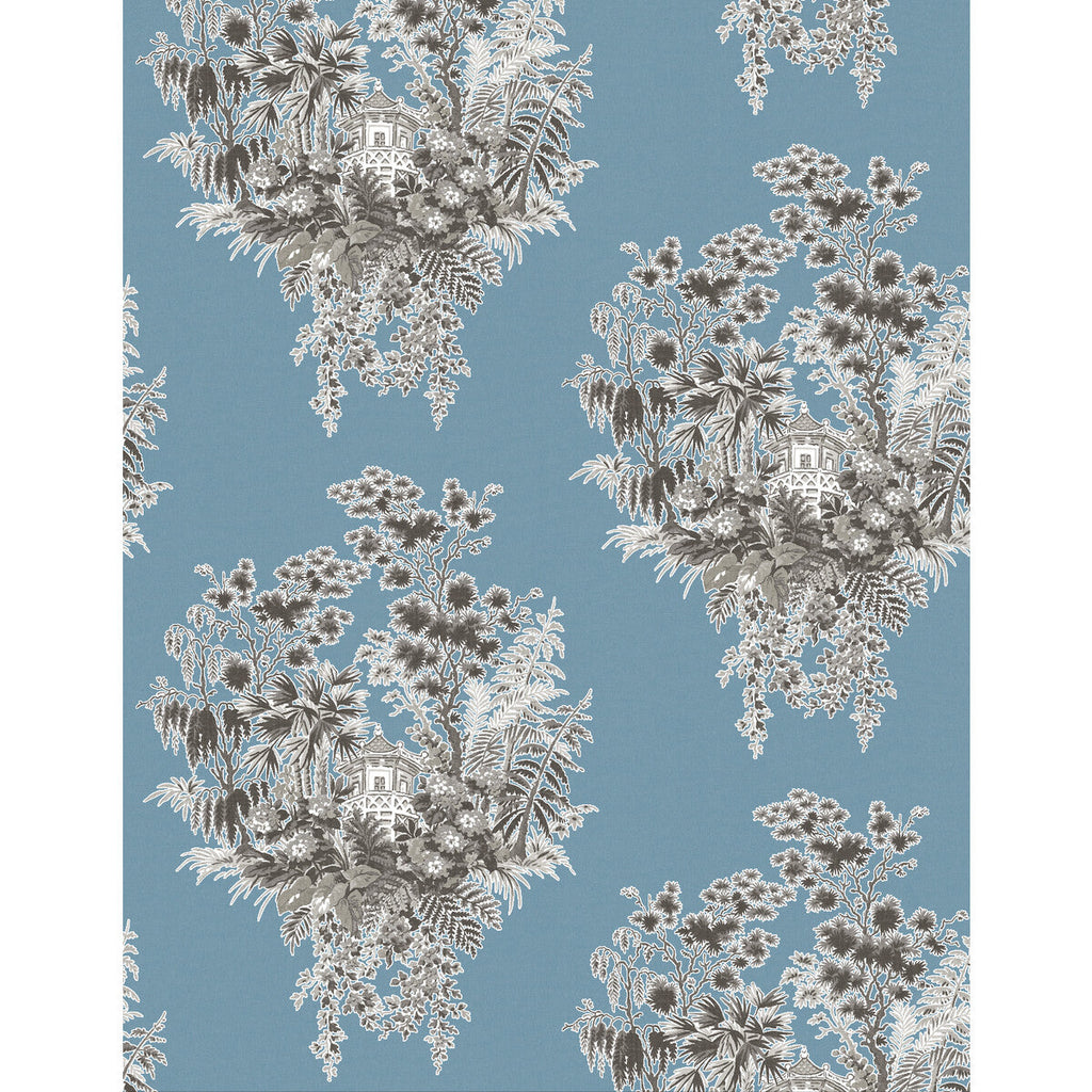 Samples and Purchasing available for Valjunco Wp - Azul Blue By Gaston Y Daniela | Lorenzo Castillo V |Chinoiserie Botanical & Floral Wallcovering Print at Designer Wallcoverings and Fabrics