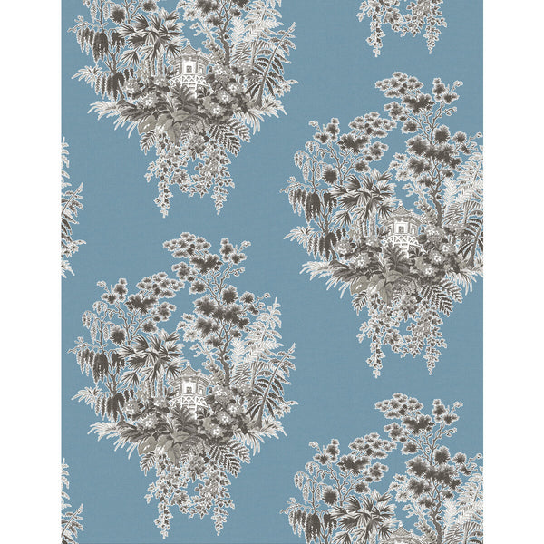 Samples and Purchasing available for Valjunco Wp - Azul Blue By Gaston Y Daniela | Lorenzo Castillo V |Chinoiserie Botanical & Floral Wallcovering Print at Designer Wallcoverings and Fabrics