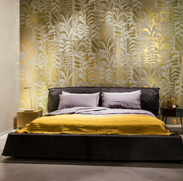 Canopy Plant Mylar Gold Wallpaper | Arte Europe