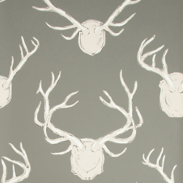 Samples and Purchasing available for Antlers Paper - Grey Grey By Lee Jofa | Lodge Ii Wallpaper | Animal/Insects Wallcovering Print at Designer Wallcoverings and Fabrics