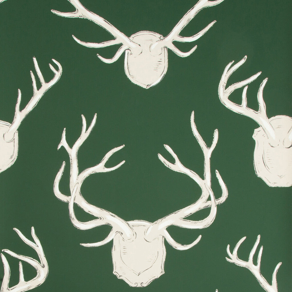 Samples and Purchasing available for Antlers Paper - Hunter Green By Lee Jofa | Lodge Ii Wallpaper | Animal/Insects Wallcovering Print at Designer Wallcoverings and Fabrics